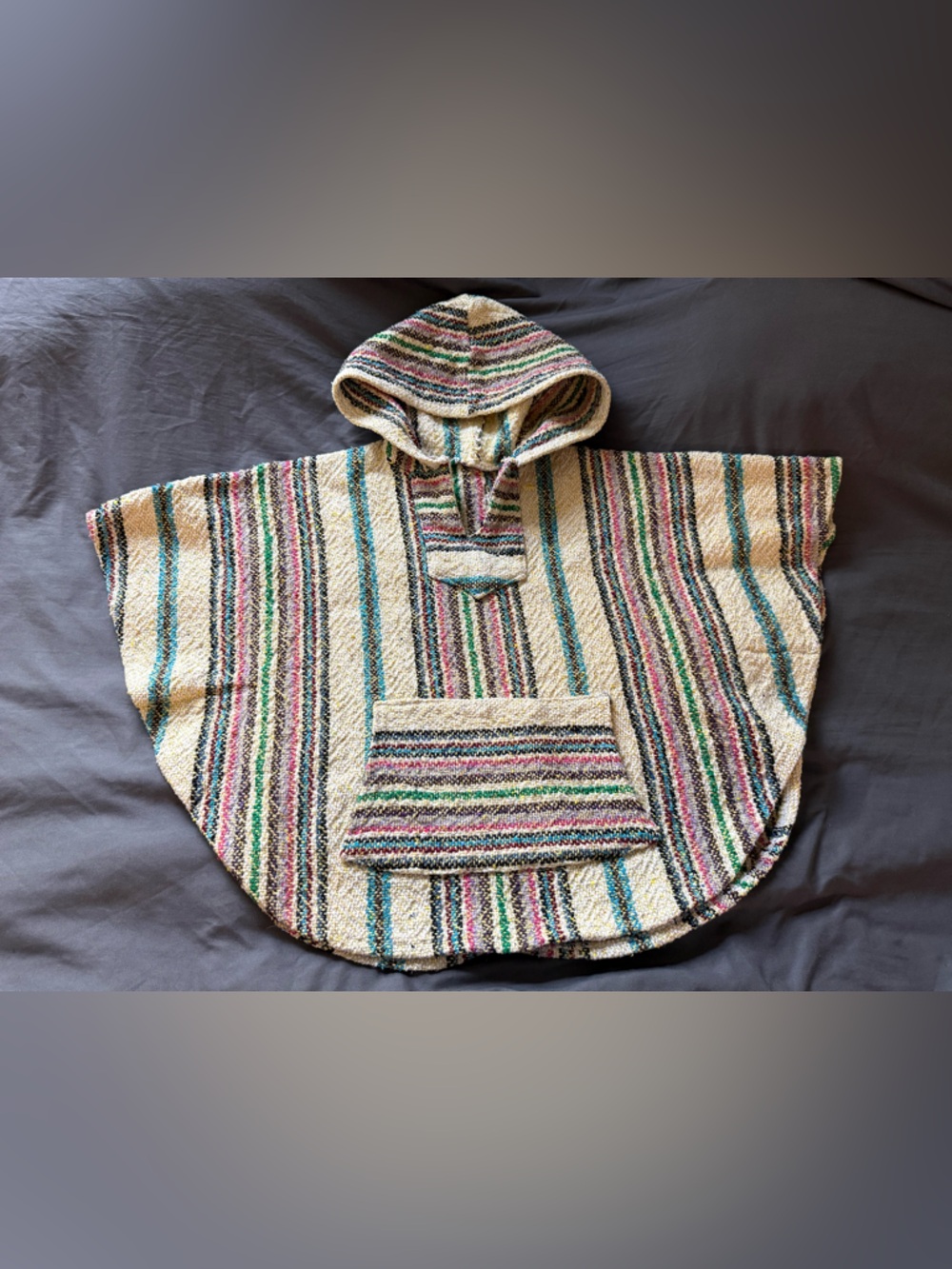 Women’s Hooded Baja-Style Poncho Jacket in Multicolor Stripe